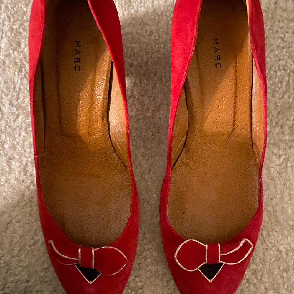 Marc Jacobs Red Flats with Bow Detail